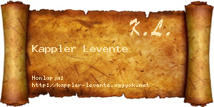 Kappler Levente névjegykártya